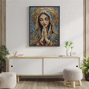 Quadro Decorativo Nossa Senhora Aparecida Fé Religião Colorido Vitral