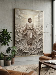 Quadro Decorativo Jesus Efeito Gesso Fé Oração Religião