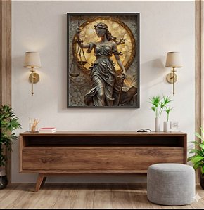 Quadro Decorativo Justiça Deusa do Direito Advocacia Balança Poder