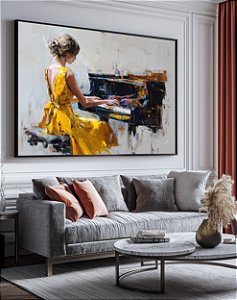 Quadro Decorativo Piano Música Pintura Pianista
