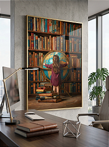 Quadro Decorativo Livros Book Livraria Prateleira Menina Universo Imaginação