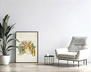 Quadro Decorativo Anatomia Pulmão Tons Flores Verdes Medicina Clínica