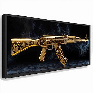 Quadro Decorativo Arma Decoração Ak-47 Gold- br 103x53