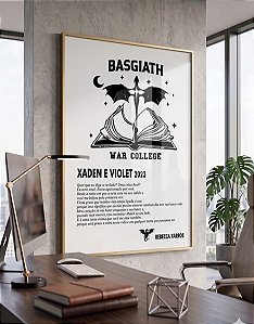 Quadro Decorativo Xaden Violet 4º Asa Livros Basgiath Fantasia