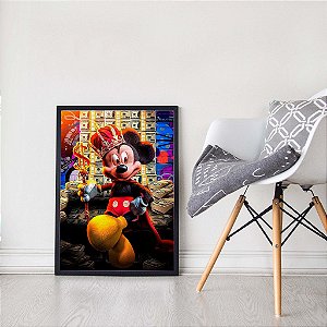 Quadro Decorativo Mickey Mouse Ostentando Dinheiro Cifra Coroa Negócios