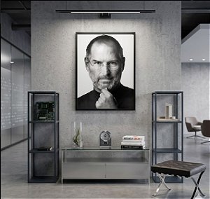 Quadro Decorativo Steve Jobs Preto e Branco Apple Informática Negócios