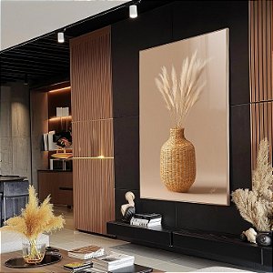 Quadro Decorativo Vaso Trigo Natureza Delicado Cesto Palha Luxo Minimalista
