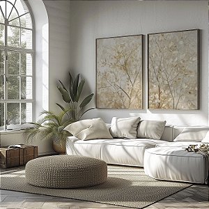 Quadro Decorativo Flores Delicadas Pequenas Pétalas Tons Claros Natureza Kit 2