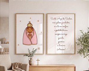 Quadro Decorativo Oração Santo Anjo Nossa Senhora Religioso