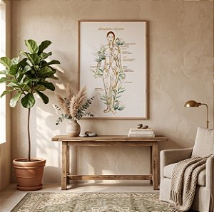 Quadro Decorativo Sistema Linfático Corpo Humano Flores Spa Medicina