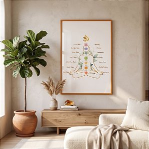 Quadro Decorativo Meditação 7 Chackas Sistema Corpo Humano Yoga Terapias