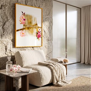 Quadro Decorativo Nutrição Nutricionista Cintura Saúde Corpo Feminino Fita Métrica Flores Rosas