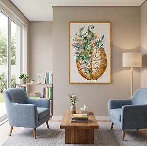 Quadro Decorativo Cérebro Anatomia Humana Medicina Clínica Médica e Psicológica Tons Verdes