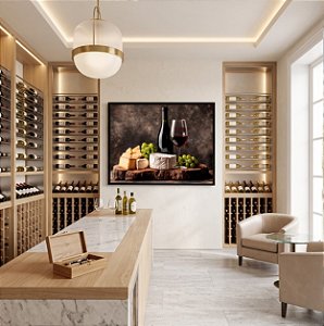 Quadro Decorativo Vinho Tinto Wine Queijos Uvas Adega Petiscos