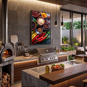 Quadro Decorativo Temperos Potes Condimentos Cores Goumert Cozinha Pimenta