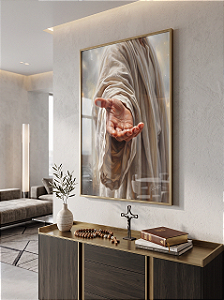 Quadro Decorativo Mão de Jesus Estendida: Acolhimento e Fé Religião