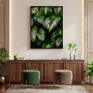 Quadro Decorativo Folhagem Verde Profundo Botânica Tropical Palmeiras