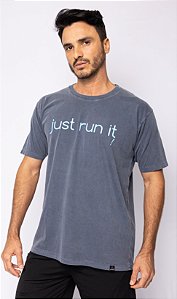 Camiseta Estonada  JUST RUN IT - Azul