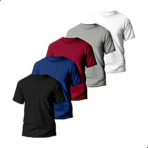 Kit 5 Camisetas Básicas Masculina Dry Fit Lisa Tradicional (CORES VARIADAS)