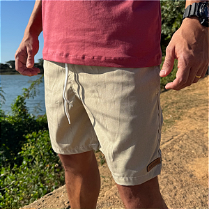 SHORT ADULTO ELASTANO BEGE MESCLA
