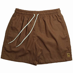 SHORT ADULTO LINHO MARROM