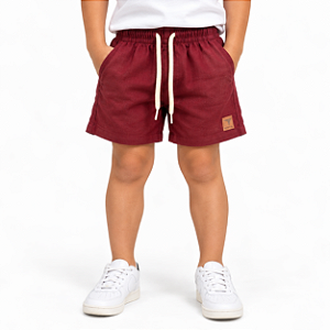 SHORT LINHO INFANTIL E JUVENIL - LISO VINHO