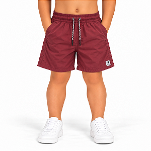 SHORT DÁGUA FLEX INFANTIL E JUVENIL - LISO VINHO