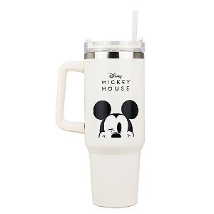 Caneca Grande Branco Com Canudo Mickey Mouse Piscando 1.1L: Disney - MKP