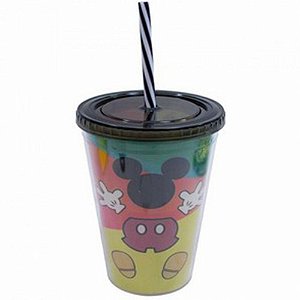 Copo Com Canudo Formato Mickey Colorido 90 Anos: Disney