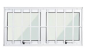 Janela maxim-ar alumínio branco com grade duas seções vidro mini boreal - linha max lux esquadrias