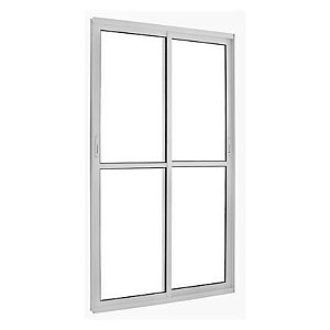 Porta de correr alumínio branco 2 folhas móveis vidro liso incolor com fechadura - linha 25 topsul esquadrisul
