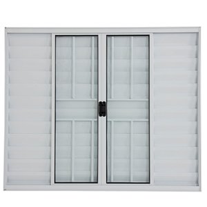 Janela veneziana alumínio branco 6 folhas com grade vidro liso incolor - linha 20