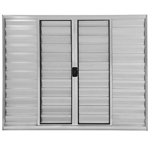 Janela veneziana alumínio brilhante 6 folhas sem grade vidro liso incolor - linha 20