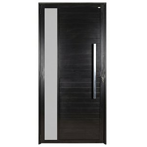 Porta lambril alumínio preto com puxador e visor com fechadura rolete - linha 25 fortsul esquadrisul
