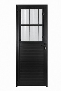Porta lambril alumínio preto social com postigo vidro mini boreal - linha 25 fortsul esquadrisul
