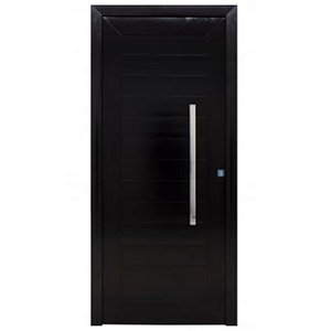 Porta lambril alumínio preto com puxador e fechadura rolete - linha 40 fascino jap