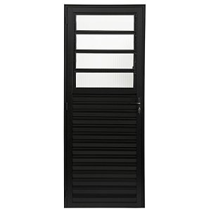 Porta alumínio preto com basculante vidro mini boreal - linha 25