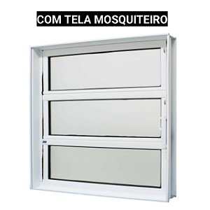 Janela basculante alumínio branco vidro mini boreal com tela mosquiteiro - jap caribe max
