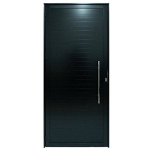 Porta lambril alumínio preto com puxador e fechadura rolete - linha 25 premium lux esquadrias