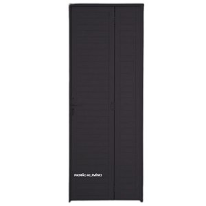 Porta camarão lambril alumínio preto com fechadura - linha 25 premium lux esquadrias