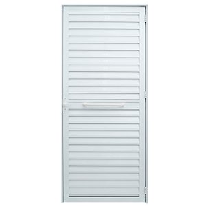 Porta palheta acessibilidade alumínio branco com ventilação com barra de apoio linha 25 lux esquadrias