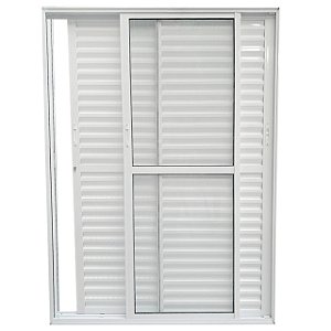 Porta balcão alumínio branco 3 folhas móveis vidro liso incolor com fechadura - linha 25