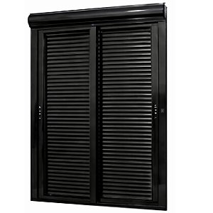 Porta com persiana integrada alumínio preto vidro temperado 6mm acionamento por interruptor jap caribe max
