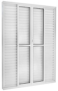 Porta balcão alumínio branco 6 folhas vidro liso incolor com fechadura - linha 25 topsul esquadrisul