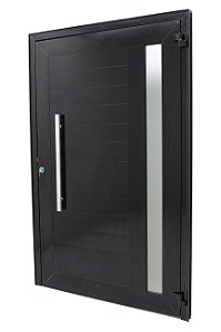 Porta lambril alumínio preto com puxador e fechadura rolete com visor - linha 40 fascino jap