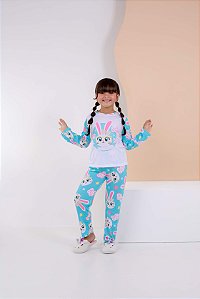 Pijama Coelhinho Cute Menina Manga Longa