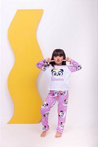 Pijama Panda Princess Menina Manga Longa