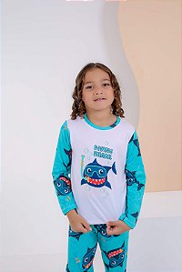 Pijama Tubarão Menino Manga Longa