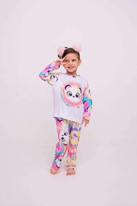 Pijama Panda Aquarela Manga Longa