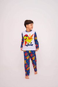 Pijama Dino Skatista Manga Longa